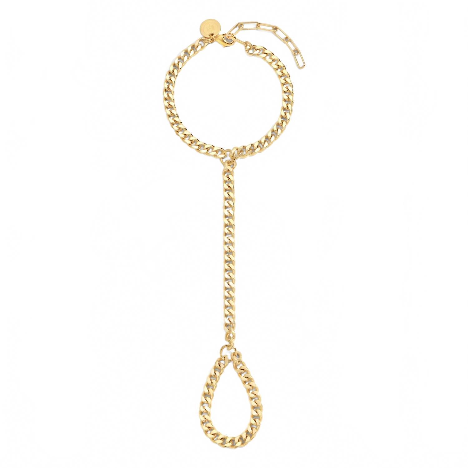 New Eklexic Women's Micro Link Curb Hand Chain In Gold